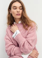 Favorite Daughter - The Oversized Cable Sweater - Whimsical Rose