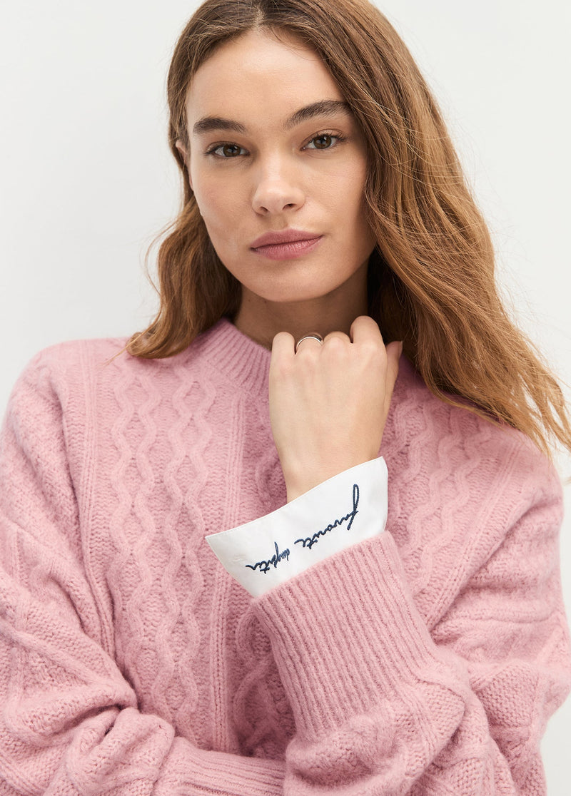 Favorite Daughter - The Oversized Cable Sweater - Whimsical Rose