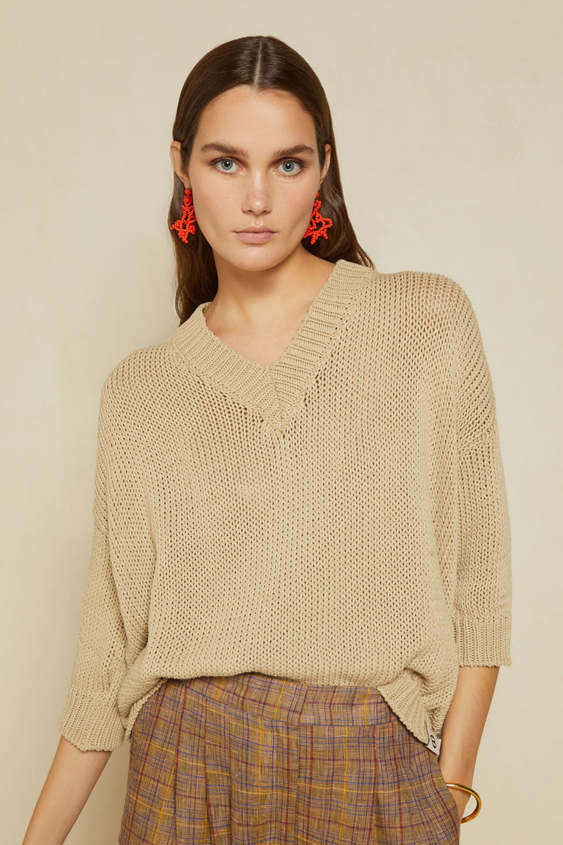 Ottod'Ame - Fretworked V-Neck Sweater