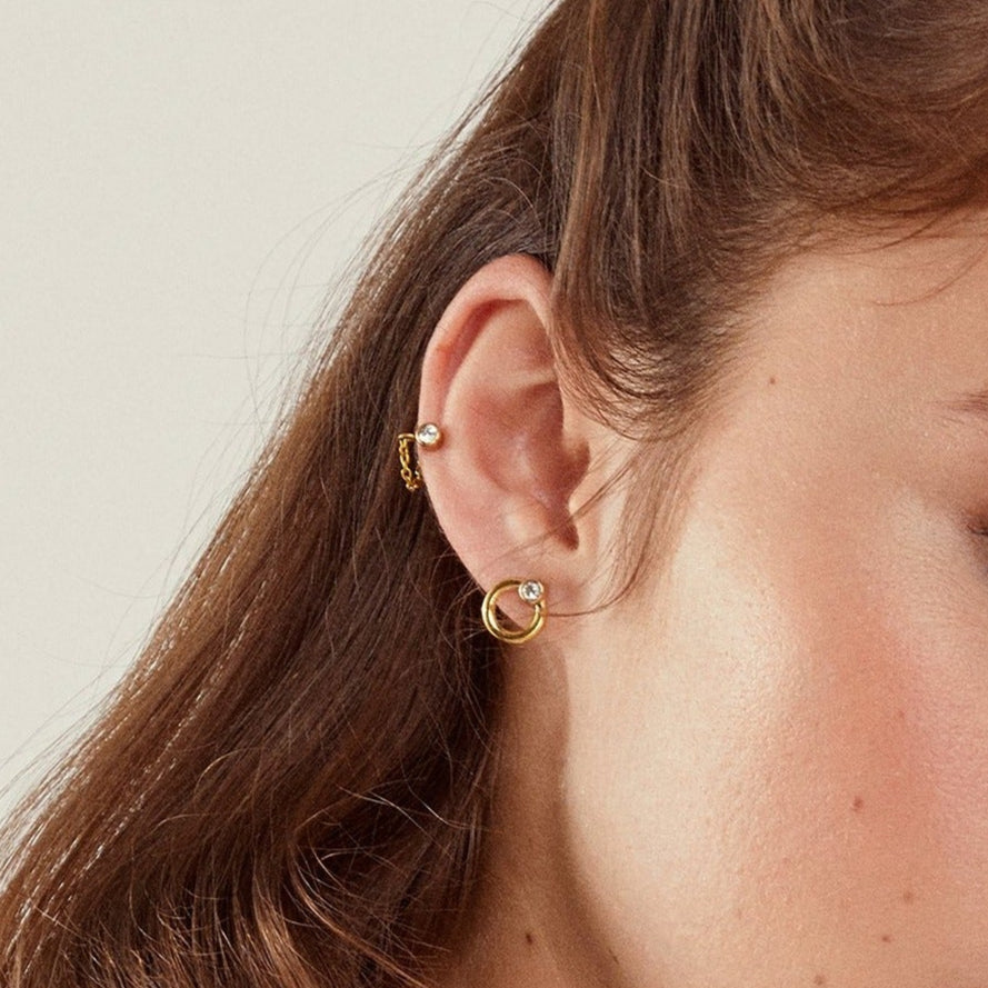 Chain Huggie Hoop Earrings
