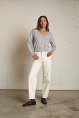 PerfectWhiteTee - Georgina V-Neck Sweater – Heather Grey