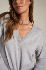 PerfectWhiteTee - Georgina V-Neck Sweater – Heather Grey