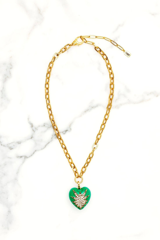 Elizabeth Cole Jewelry - Heart of Tefiti Necklace, Green