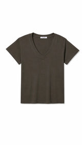 PerfectWhiteTee - Hendrix Cotton Boxy V Neck Tee - Dark Olive