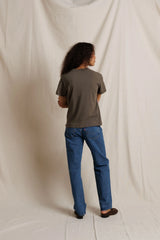 PerfectWhiteTee - Hendrix Cotton Boxy V Neck Tee - Dark Olive