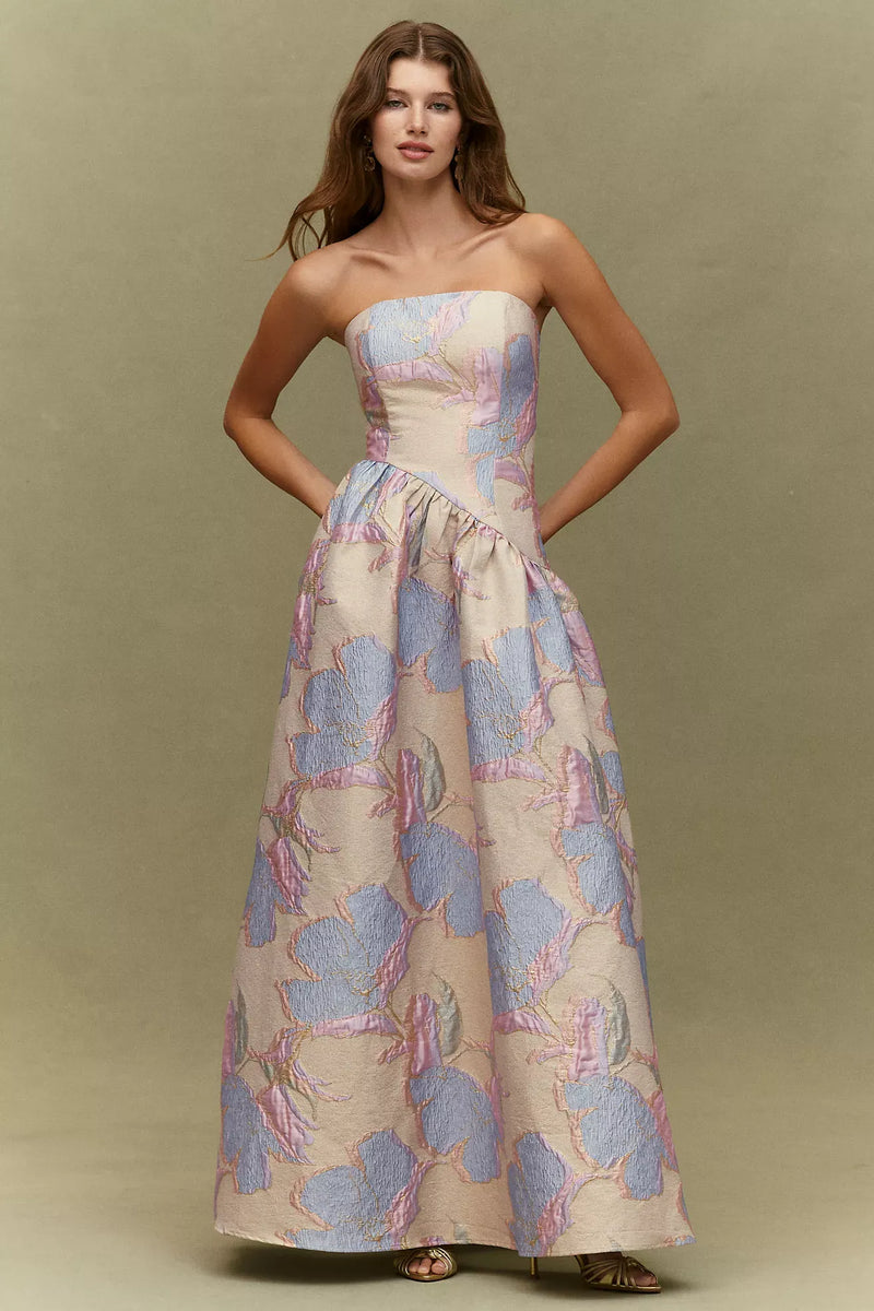 Elliatt - Marlene Asymmetrical Gown - Gold Multi