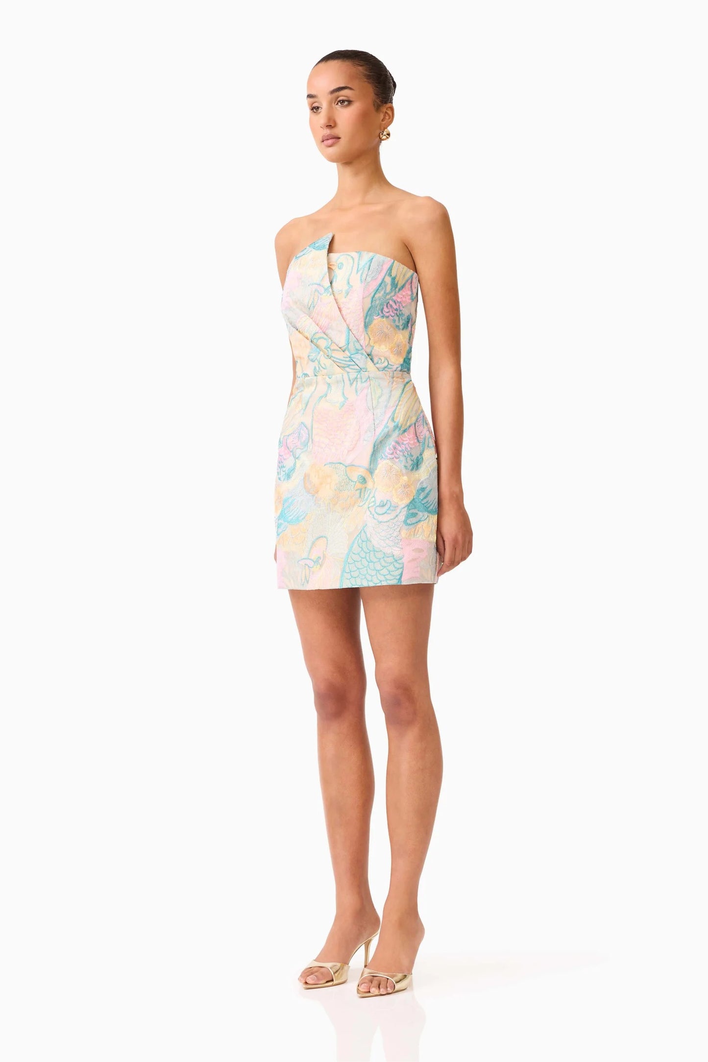 Elliatt - Taliah Asymmetrical Mini Dress - Blue Multi