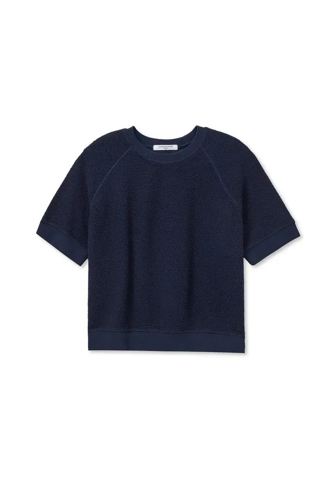 PerfectWhiteTe - Kennedy Reverse Fleece Short Sleeve Crew Neck Sweatshirt - Navy