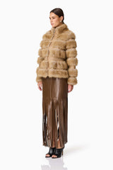 Elliatt - Aisling Faux Fur and Leather Jacket - Taupe
