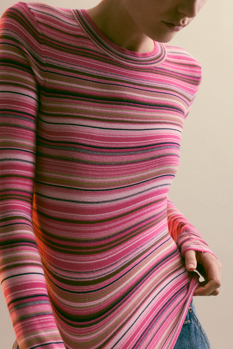 Pistola - Madison Long Sleeve Crew Neck Sweater - Pink Brown Multi