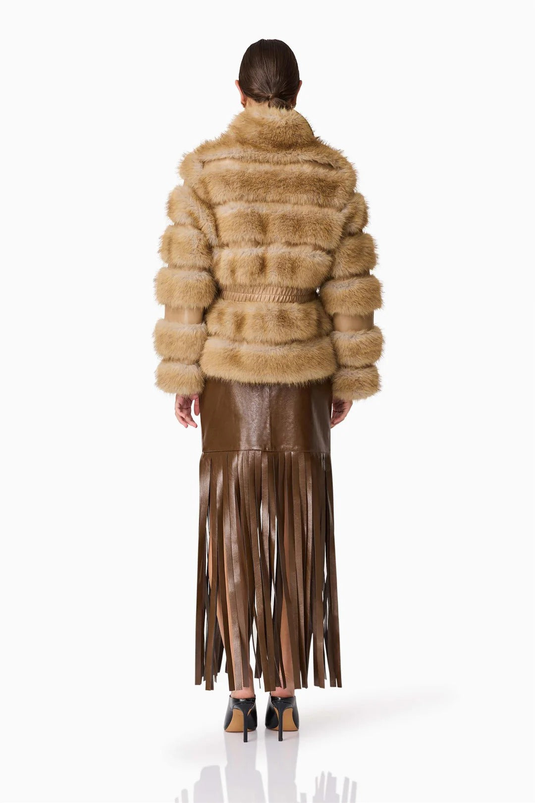 Elliatt - Aisling Faux Fur and Leather Jacket - Taupe