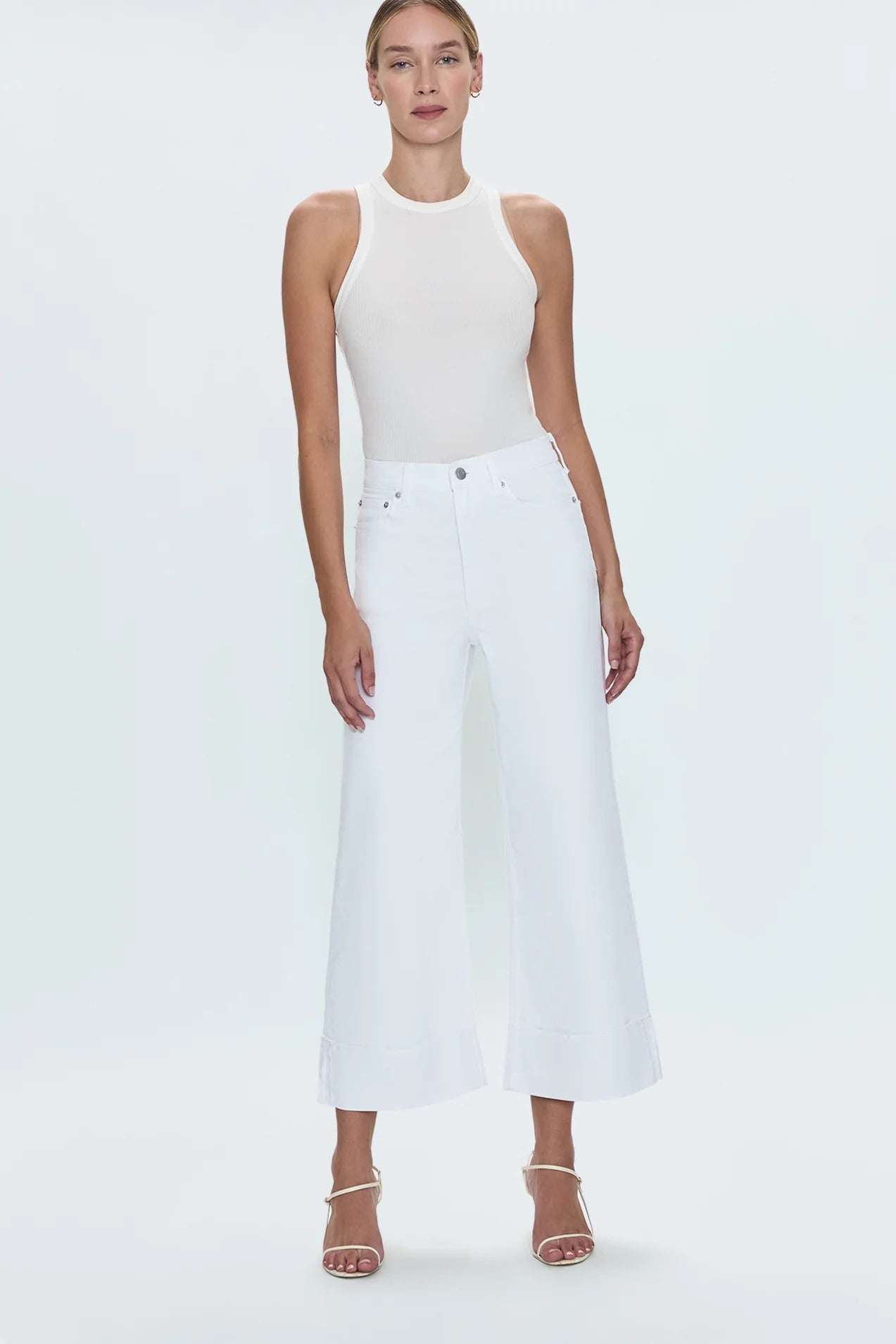 Pistola - Lana Cuffed Crop High Rise Ultra Wide Leg - Vivid White