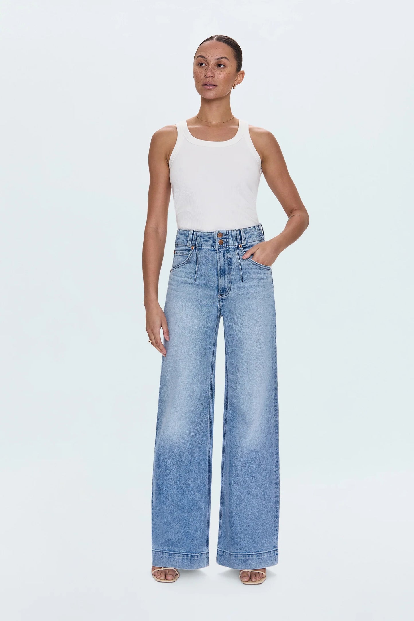 Pistola - Lana Double Button High Rise Ultra Wide Leg - Terrace