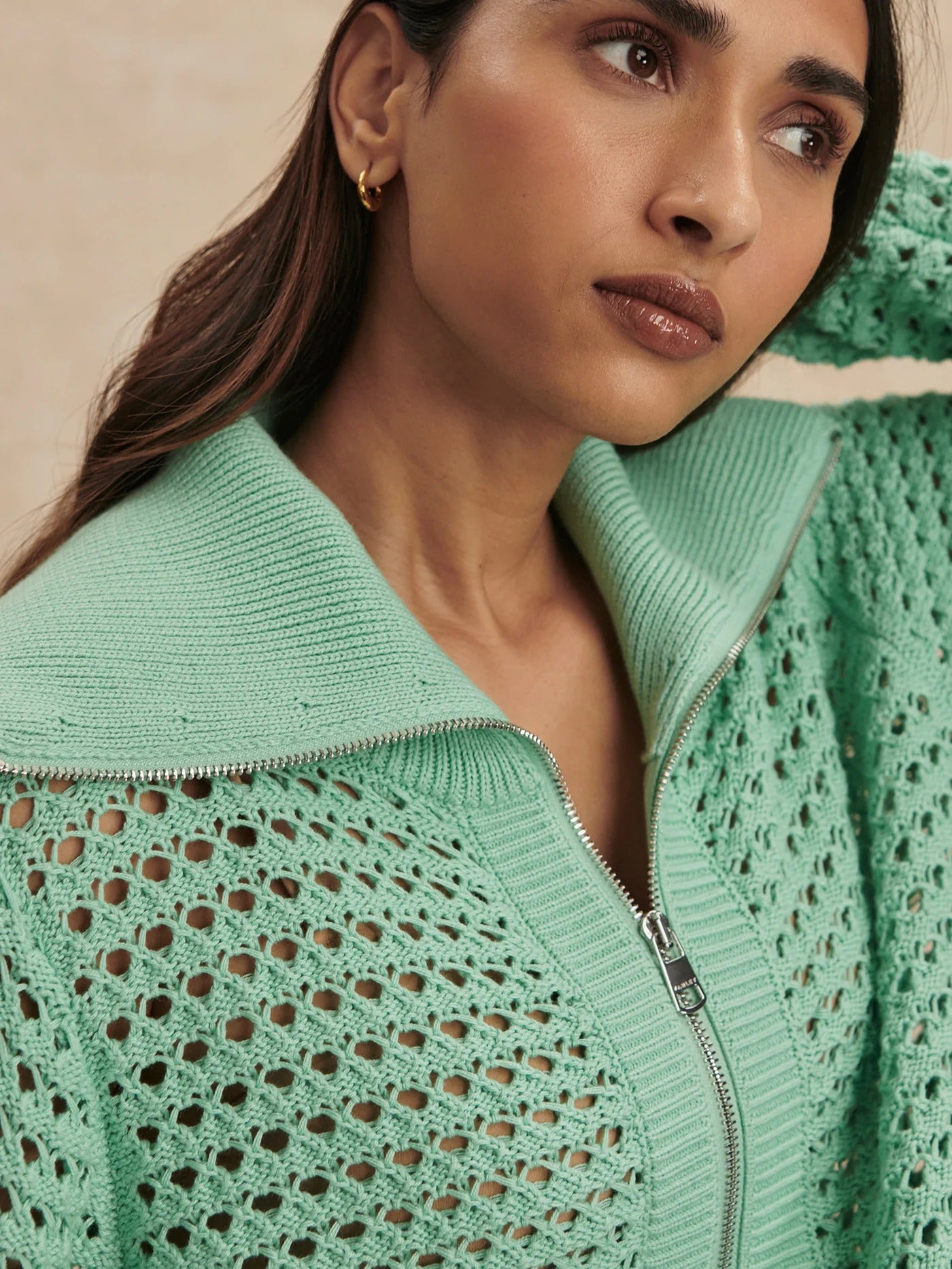Varley - Eloise Full Zip Knit - Dusty Jade Green