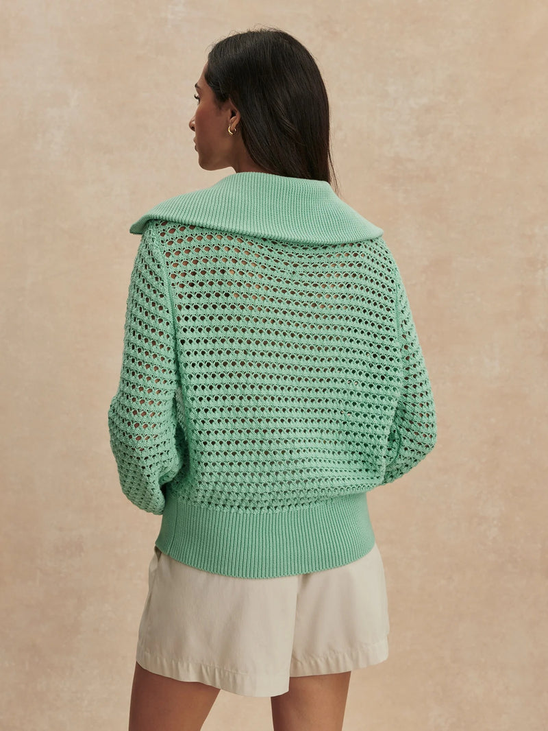 Varley - Eloise Full Zip Knit - Dusty Jade Green