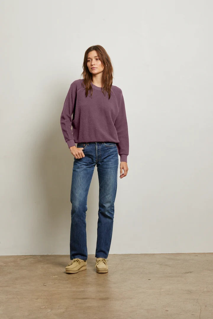 PerfectWhiteTee - Ziggy Reverse Fleece Crew Sweatshirt - Plum