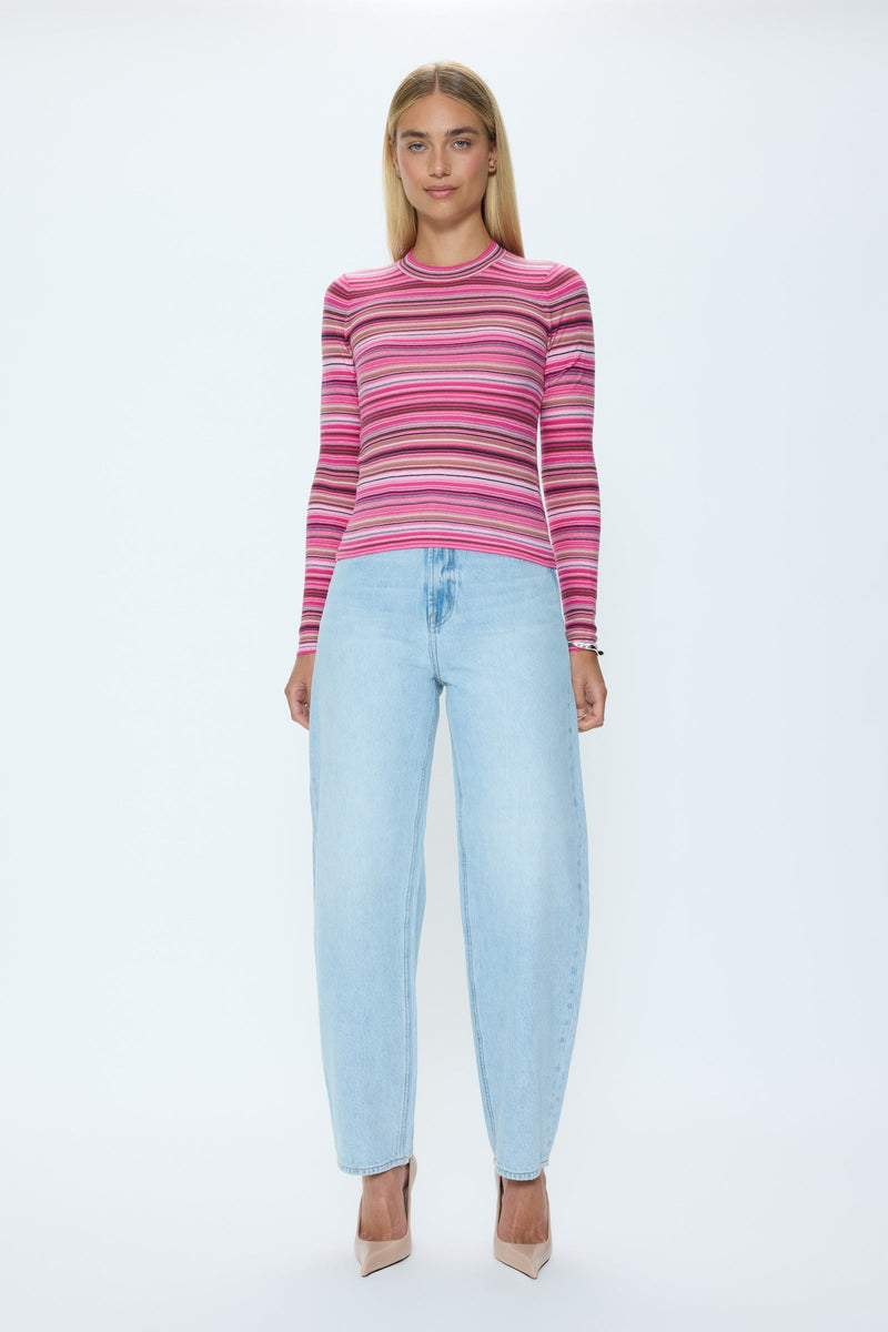 Pistola - Madison Long Sleeve Crew Neck Sweater - Pink Brown Multi