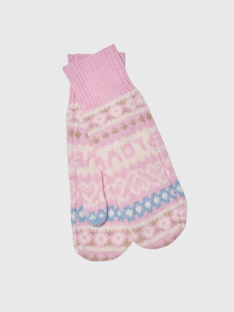 LoveShackFancy - Marnella Wool Fair Isle Mittens - Peach Dream