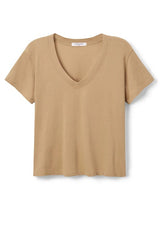 PerfectWhiteTee - Hendrix Boxy V Neck Tee - Suede