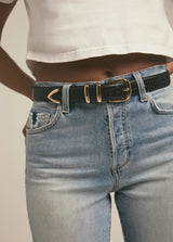 Favorite Daughter - The Jordan Belt Croc Embossed - Dark Brown Gold