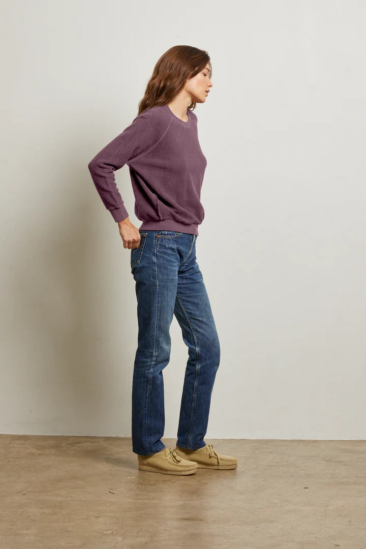 PerfectWhiteTee - Ziggy Reverse Fleece Crew Sweatshirt - Plum