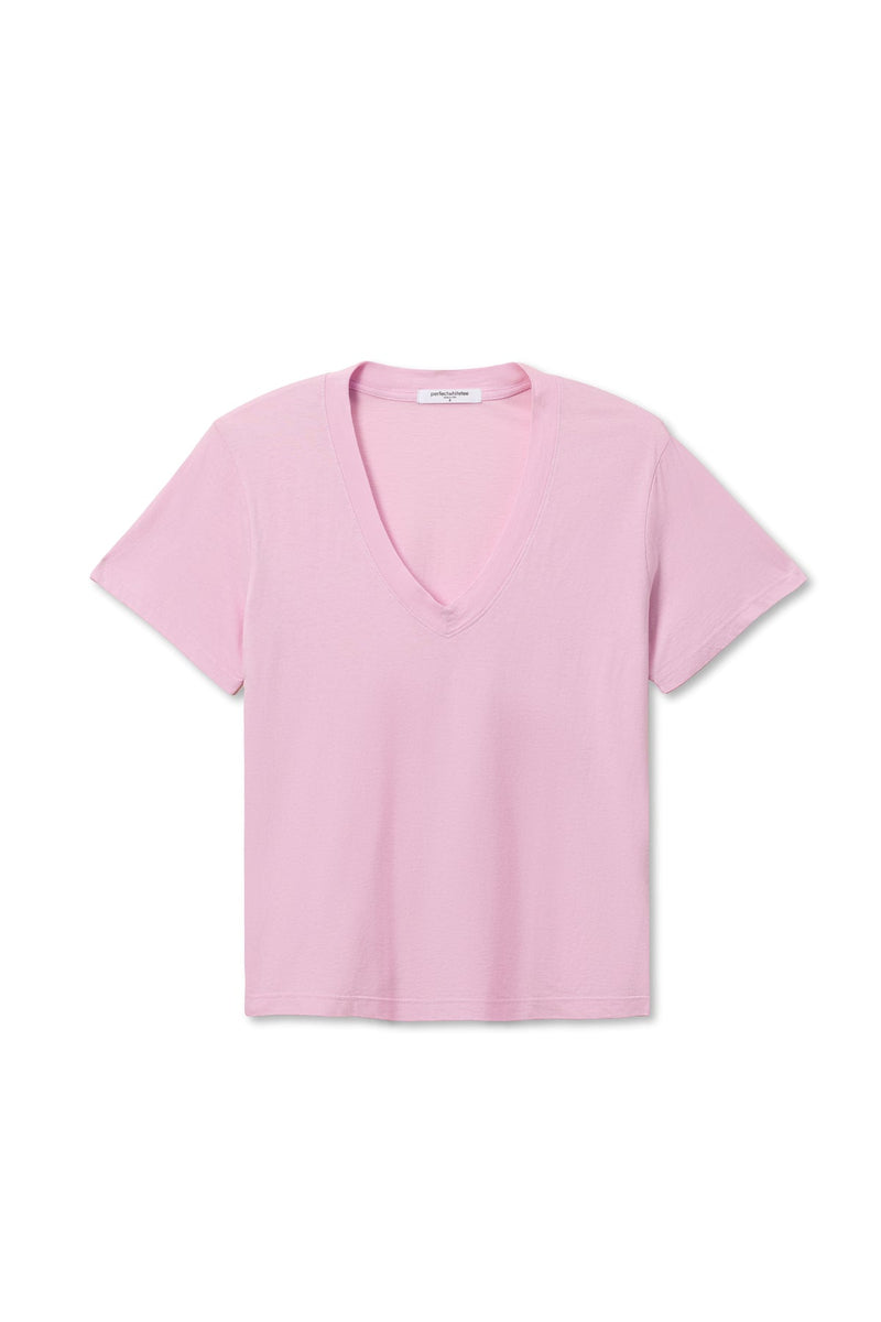 PerfectWhiteTee - Hendrix Boxy V Neck Tee - Sugar Pink
