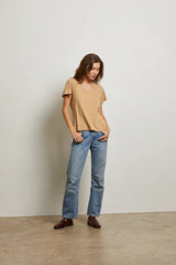 PerfectWhiteTee - Hendrix Boxy V Neck Tee - Suede