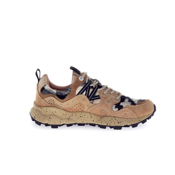 Flower Mountain - Yamano 3 Sneakers - Woman Suede/Woolen Knitting Braids Cheques Mud-Light Brown-B