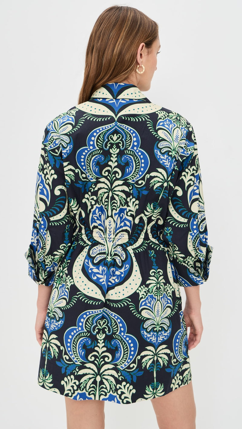 Cara Cara - Henry Dress - Palm Pavillion Cobalt