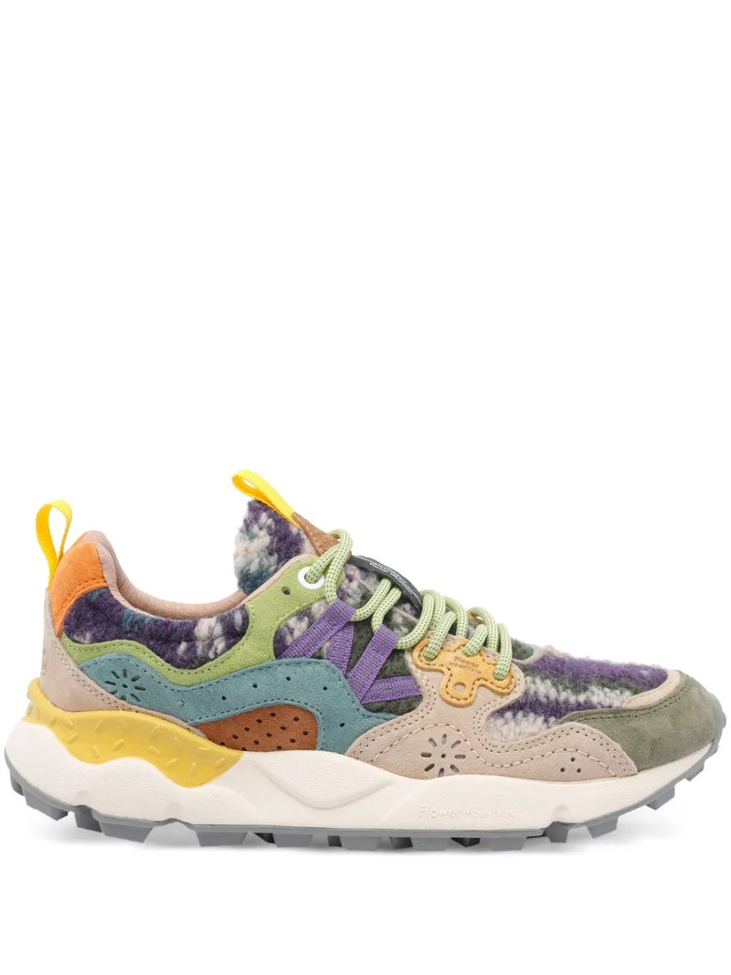 Flower Mountain - Yamano 3 Sneakers - Woman Suede/Teddy Grey-Taupe-Dark Green