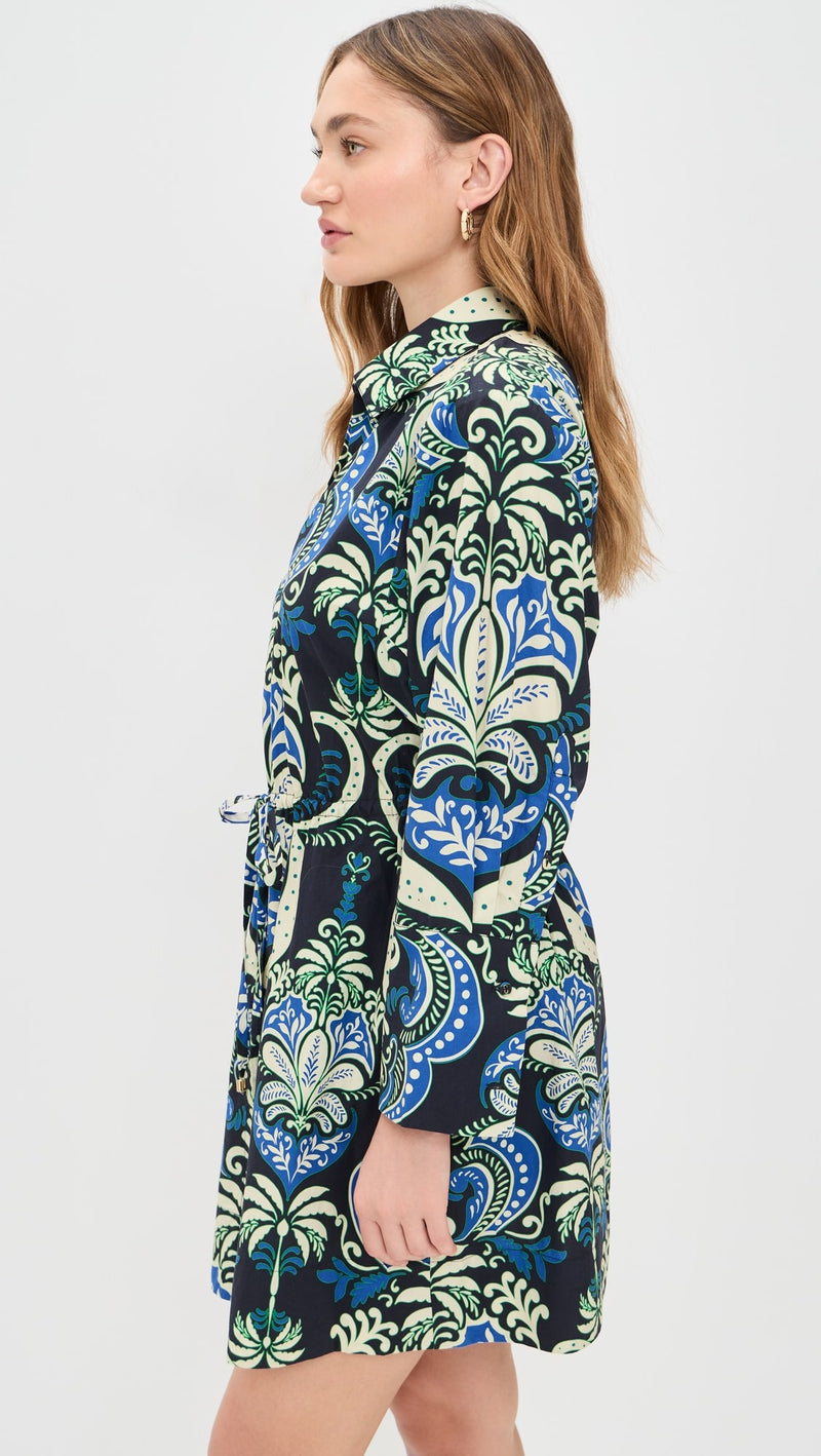 Cara Cara - Henry Dress - Palm Pavillion Cobalt