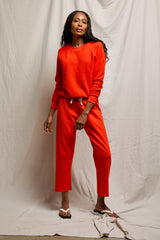 PerfectWhiteTee - Ziggy Reverse Fleece Crew Sweatshirt - Tomato