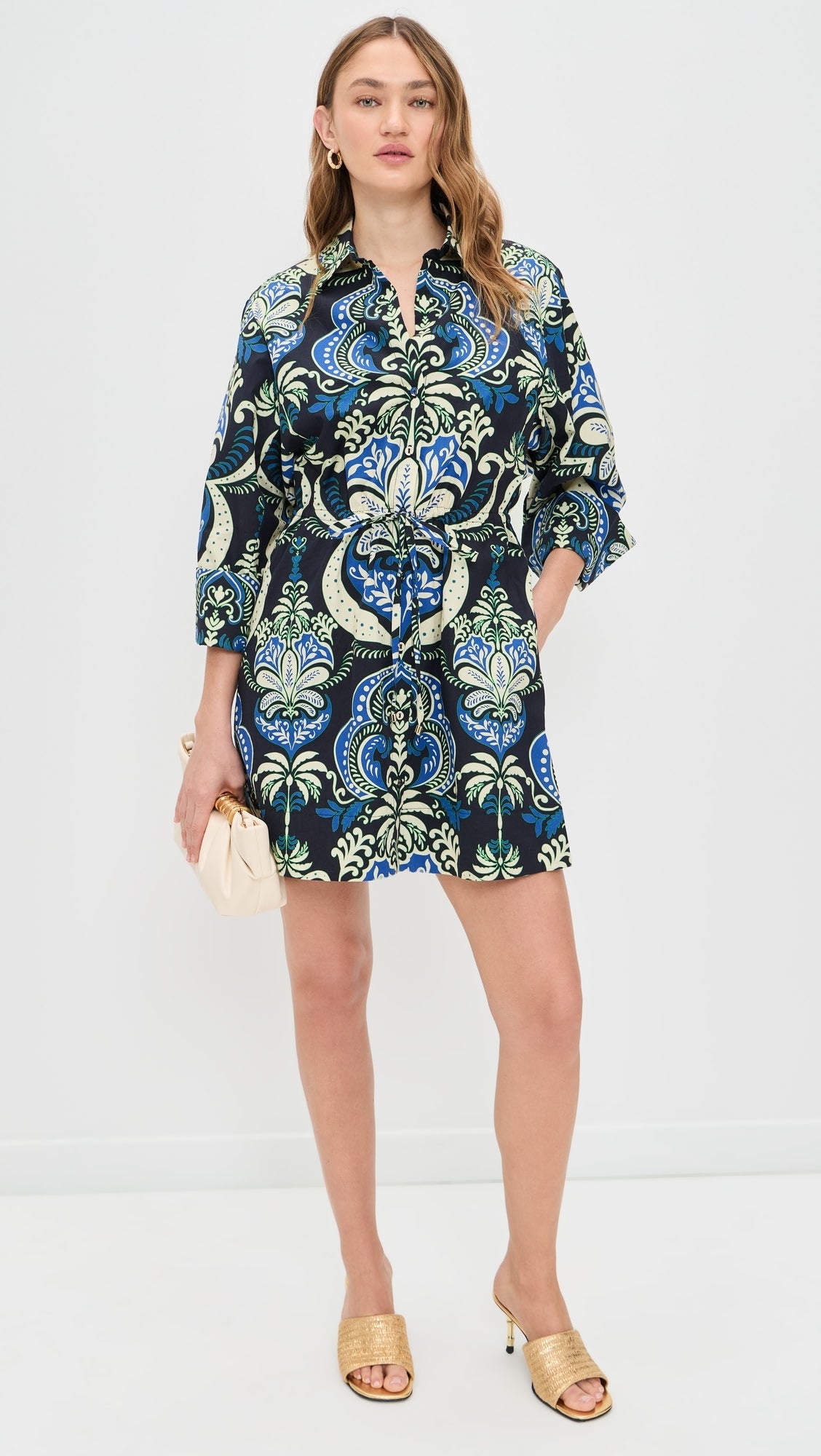 Cara Cara - Henry Dress - Palm Pavillion Cobalt