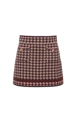 Cara Cara - Lynne Mini Skirt - Houndstooth Multi Taupe
