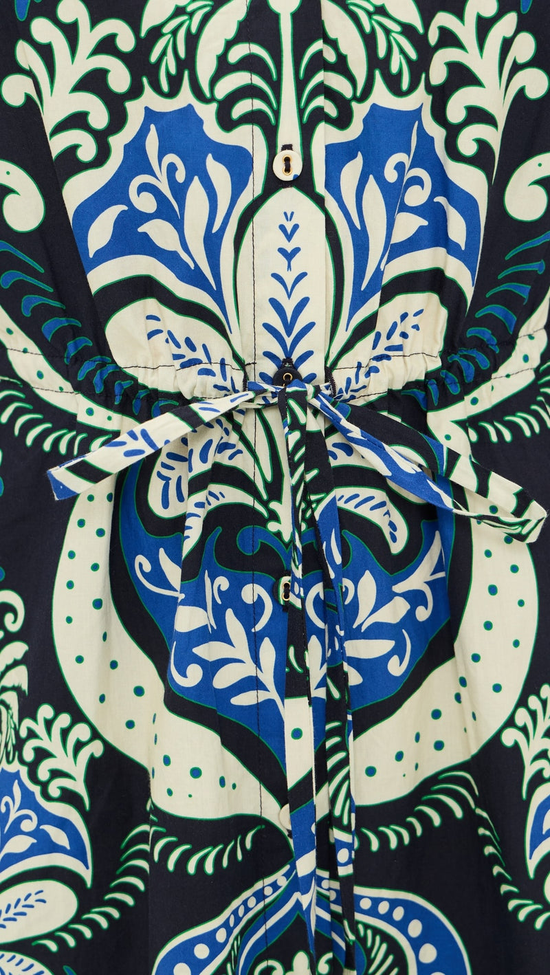 Cara Cara - Henry Dress - Palm Pavillion Cobalt