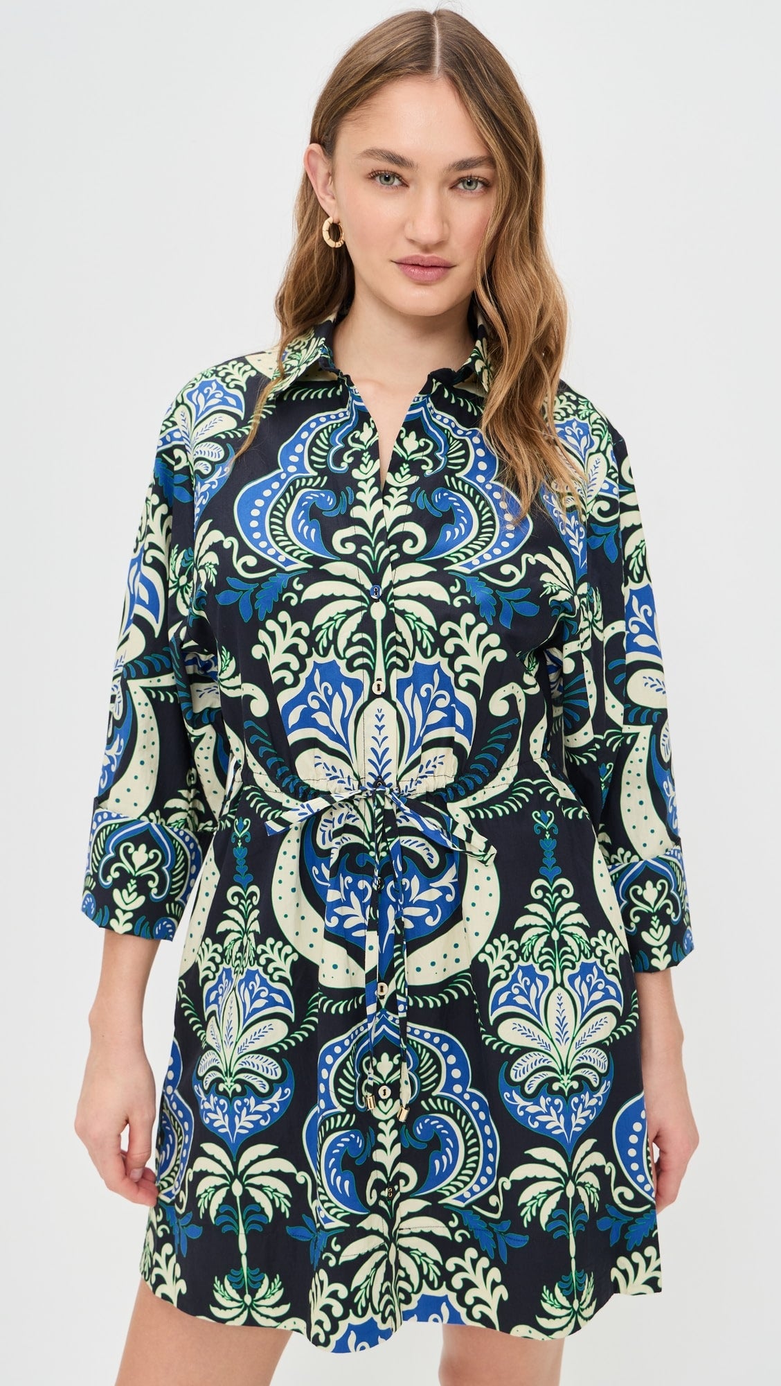 Cara Cara - Henry Dress - Palm Pavillion Cobalt