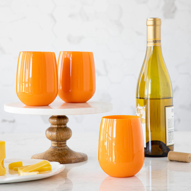 Unbreakable Stemless Wine Glass - Orange
