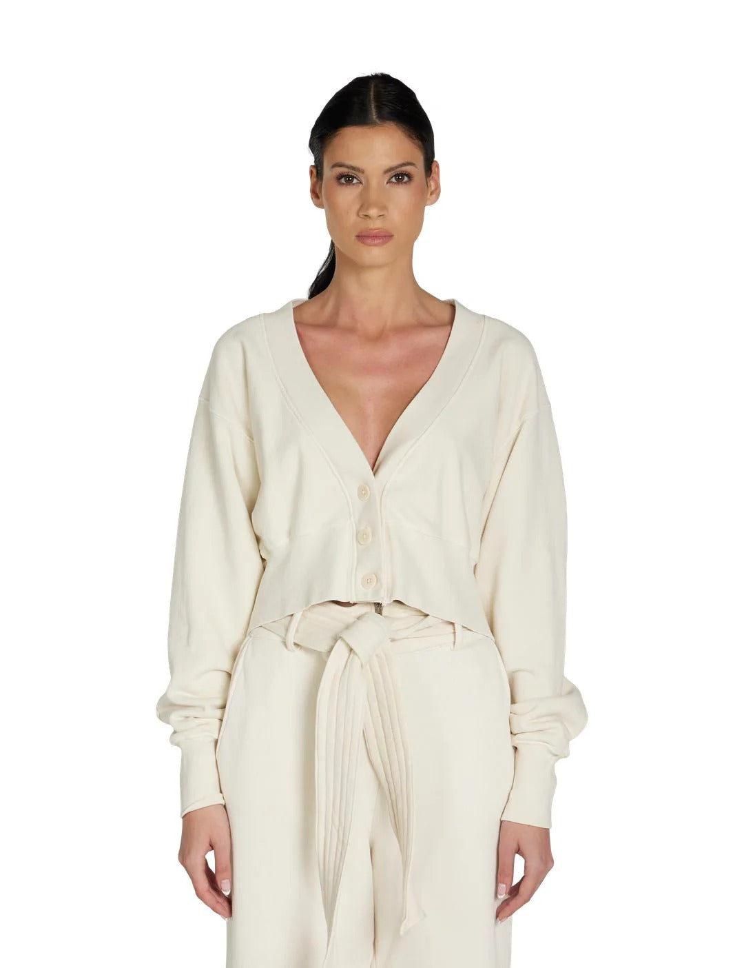 Les Tien - Diana Crop Cardigan - Ivory