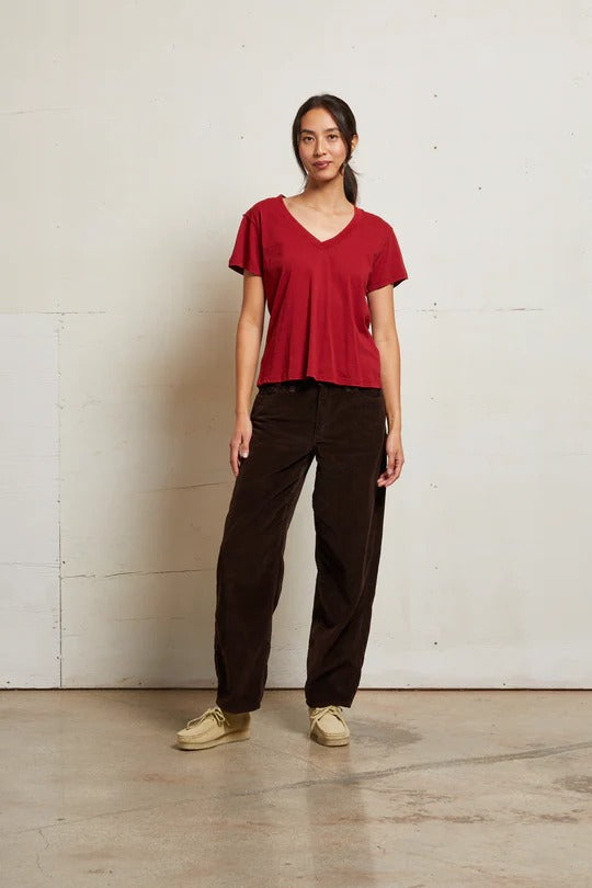 PerfectWhiteTee - Hendrix Boxy V Neck Tee - Maple