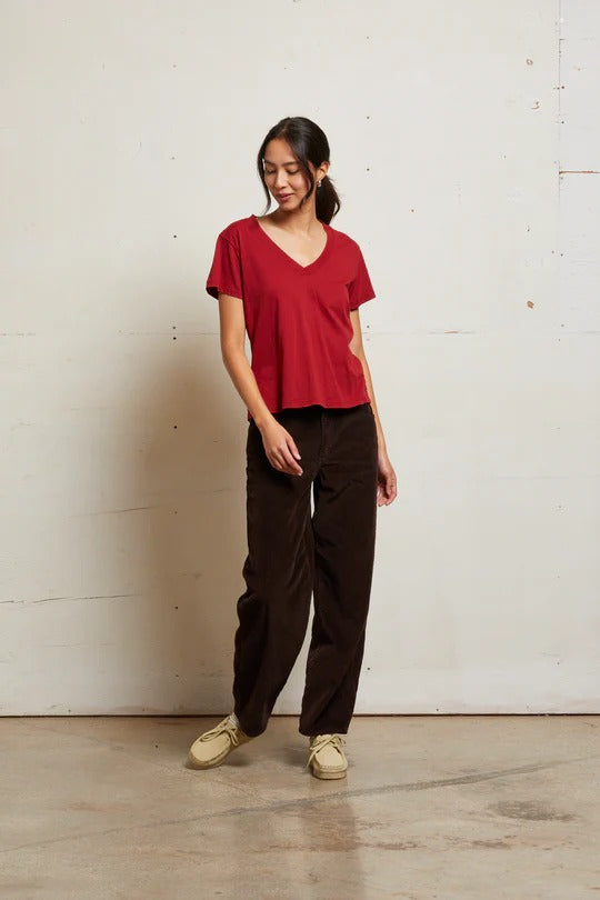 PerfectWhiteTee - Hendrix Boxy V Neck Tee - Maple