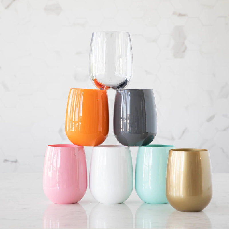 Unbreakable Stemless Wine Glass - Orange