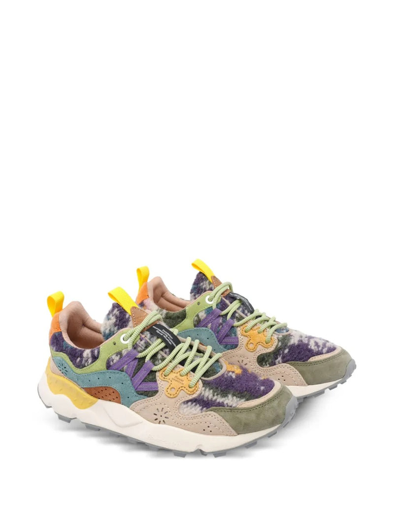 Flower Mountain - Yamano 3 Sneakers - Woman Suede/Teddy Grey-Taupe-Dark Green