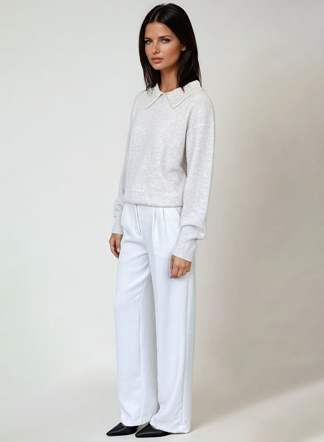 CHRLDR - Gloria Collared Sweater – Vintage White