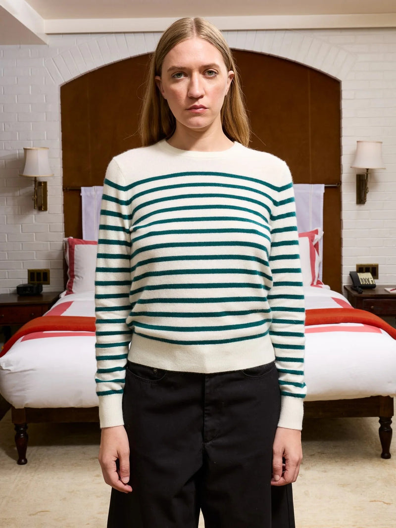 Lingua Franca - Stripe Crewneck - Hunter Stripe