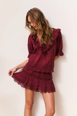LoveShackFancy - Romilly Blouse - Spiced Berry