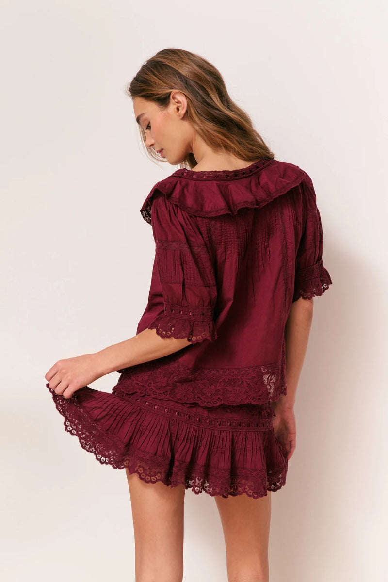 LoveShackFancy - Romilly Blouse - Spiced Berry