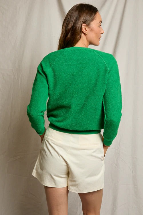 PerfectWhiteTee - Ziggy Reverse Fleece Crew Neck Sweatshirt - Grass