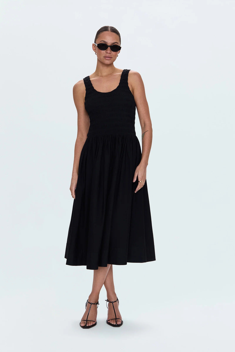 Pistola - Alessia Smocked Drop Waist Dress - Noir