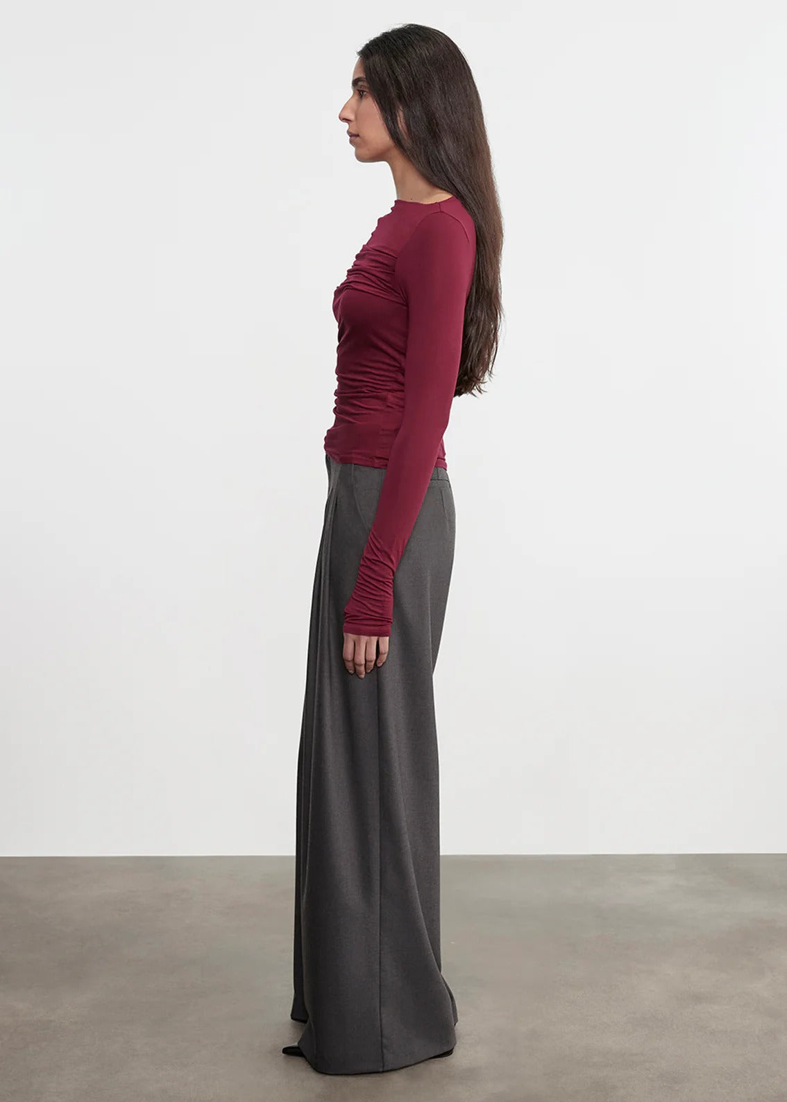 Enza Costa - Fluid Jersey Draped Boatneck - Barolo