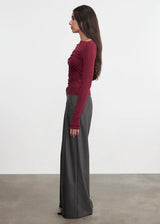 Enza Costa - Fluid Jersey Draped Boatneck - Barolo